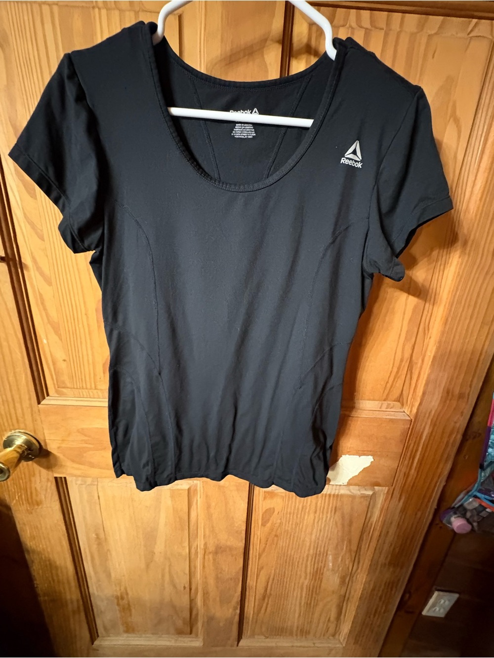 Reebok Black Short-Sleeve Scoop Neck Performance Tee